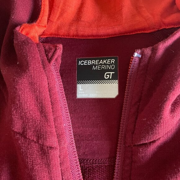 Men's Red Large Icebreaker Merino Wool Hooded Sweatshirt - Picture 3 of 8